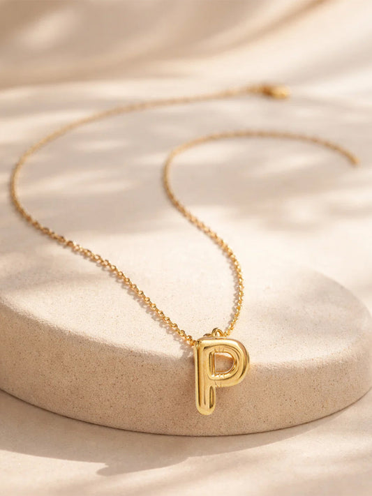 Demi Fine 18K Gold Plated Stainless steel Minimal Balloon P Necklace Length - 25.5 cm