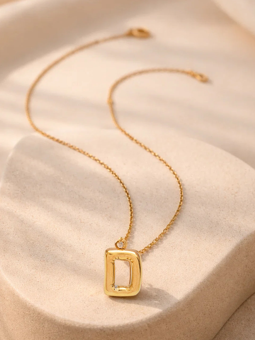 Demi Fine 18K Gold Plated Stainless steel Minimal Balloon D Necklace Length - 22 cm
