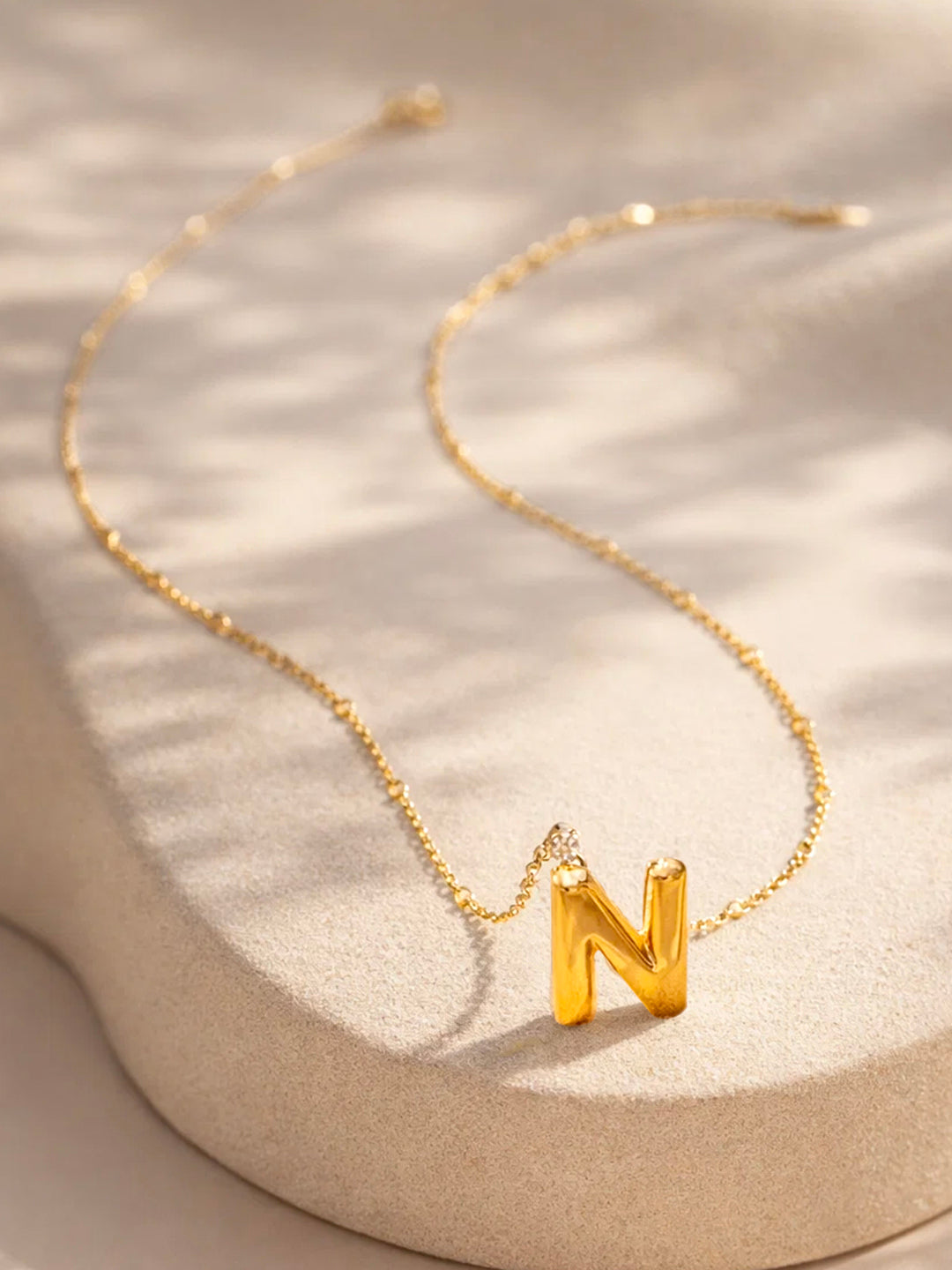 Demi Fine 18K Gold Plated Stainless steel Minimal Balloon N Necklace Length - 22 cm