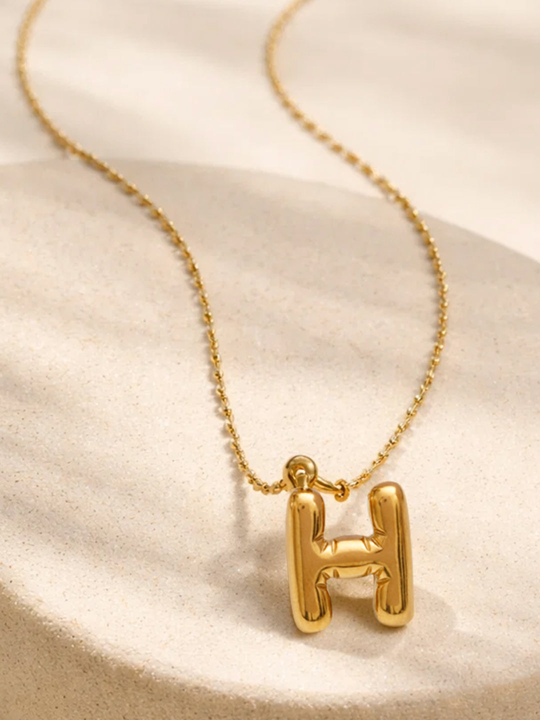 Demi Fine 18K Gold Plated Stainless steel Minimal Balloon H Necklace Length - 22 cm