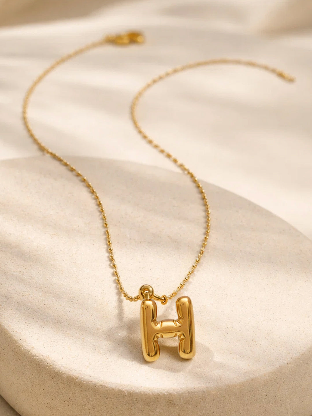Demi Fine 18K Gold Plated Stainless steel Minimal Balloon H Necklace Length - 22 cm
