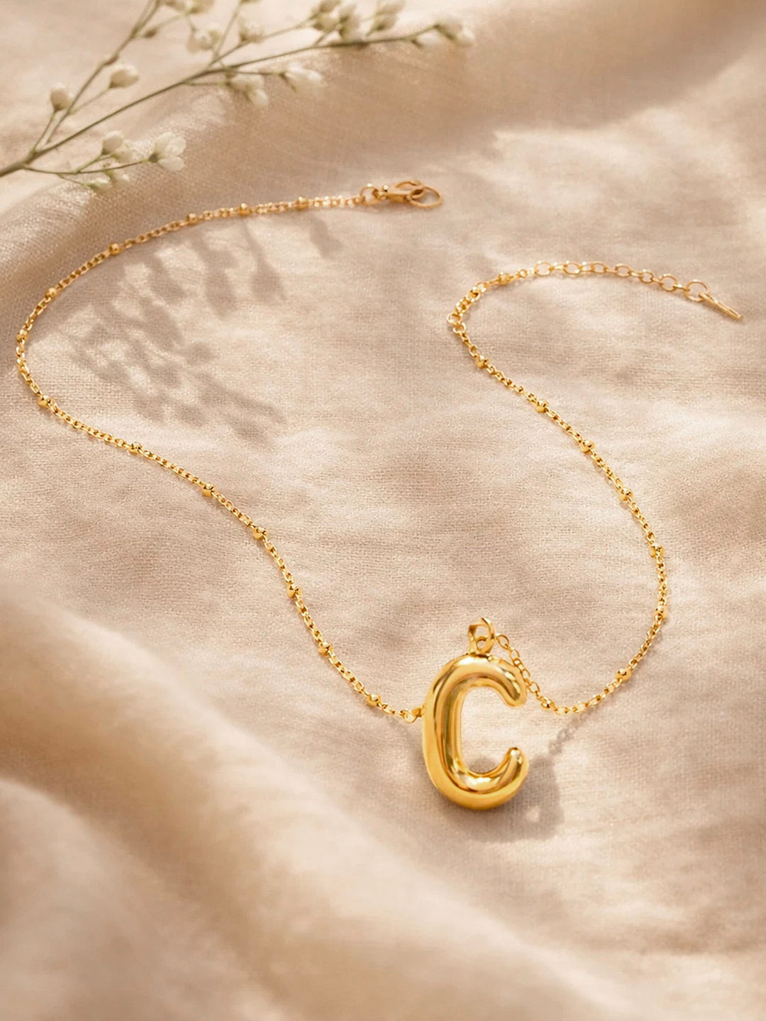 Demi Fine 18K Gold Plated Stainless steel Minimal Balloon C Necklace Length - 21.5 cm