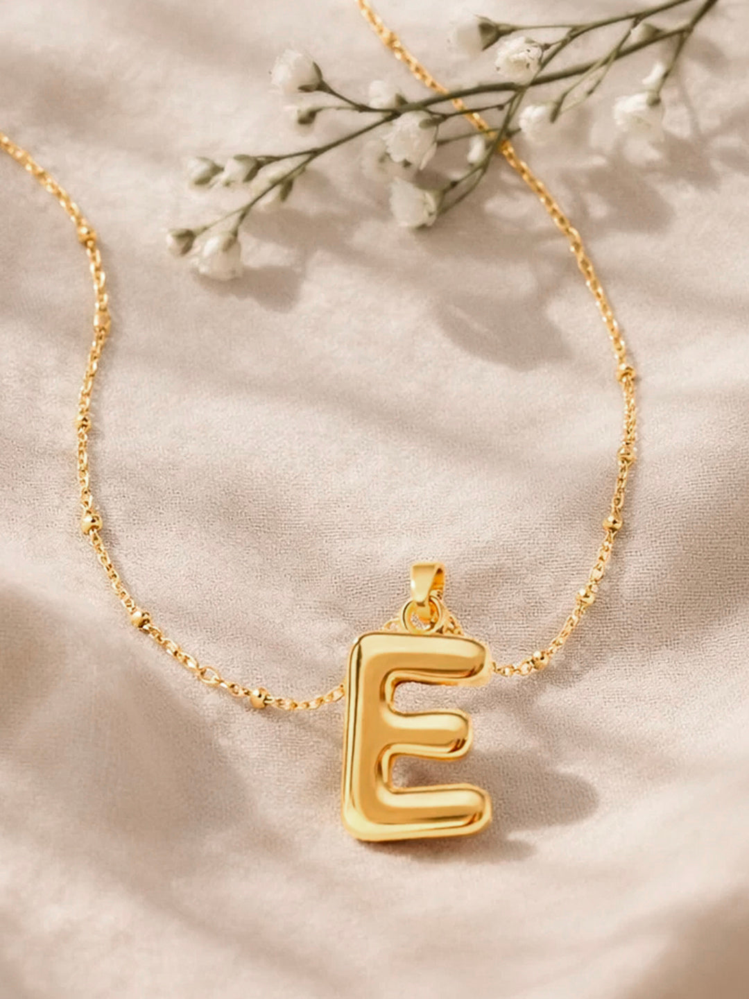 Demi Fine 18K Gold Plated Stainless steel Minimal Balloon E Necklace Length - 22 cm
