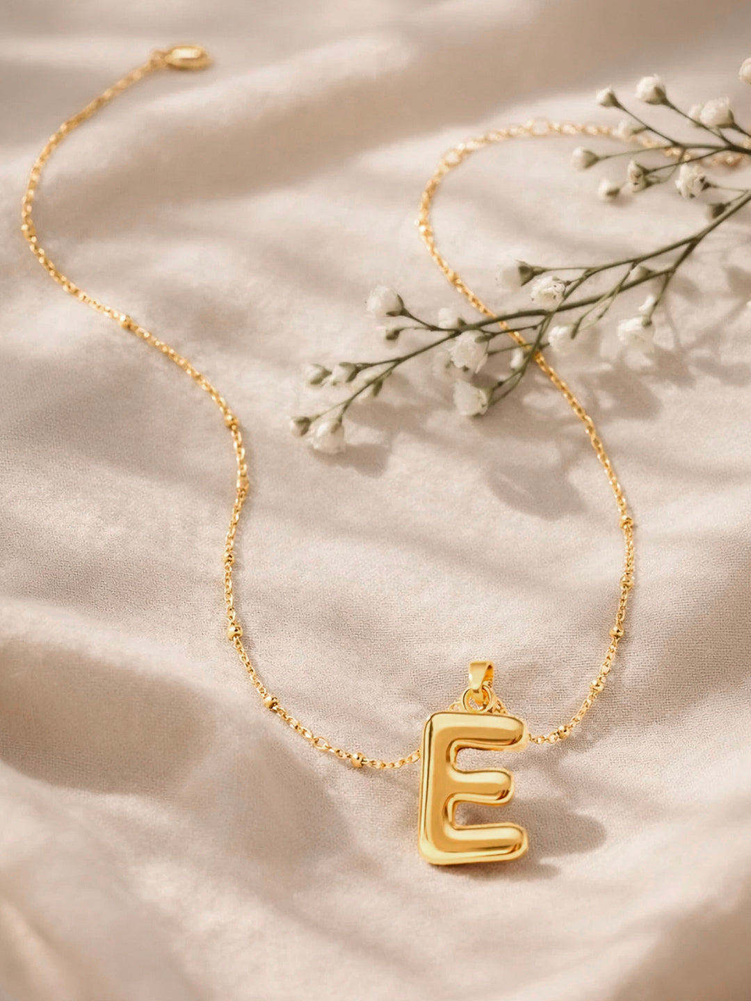 Demi Fine 18K Gold Plated Stainless steel Minimal Balloon E Necklace Length - 22 cm