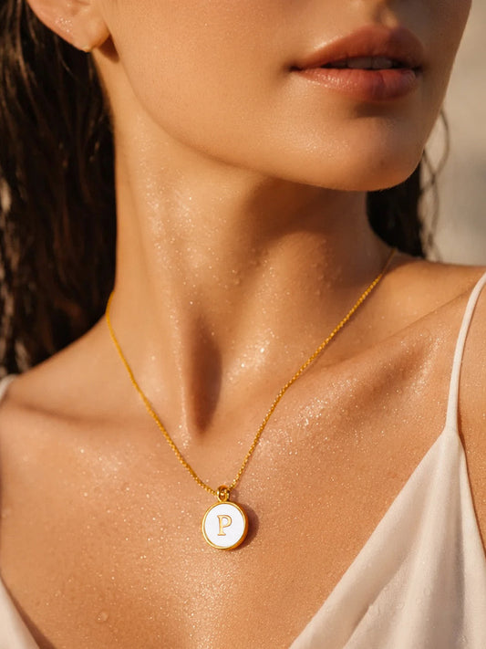 Demi Fine 18K Gold Plated Stainless steel Minimal P Pendant Necklace Length - 23 cm
