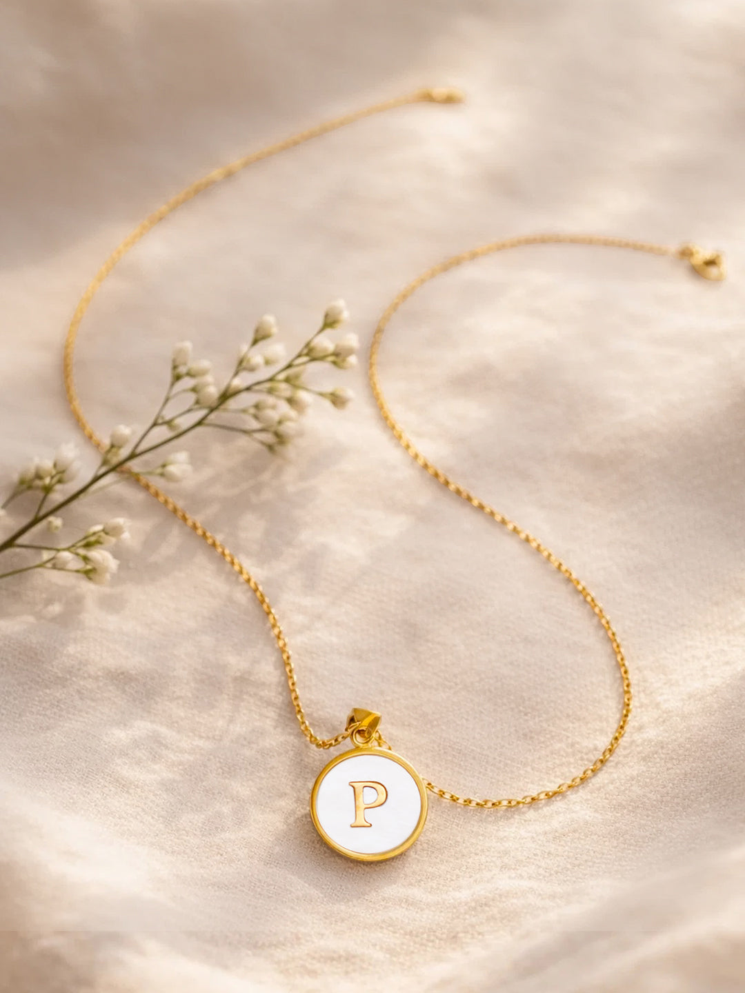 Demi Fine 18K Gold Plated Stainless steel Minimal P Pendant Necklace Length - 23 cm