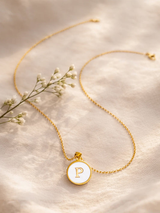Demi Fine 18K Gold Plated Stainless steel Minimal P Pendant Necklace Length - 23 cm