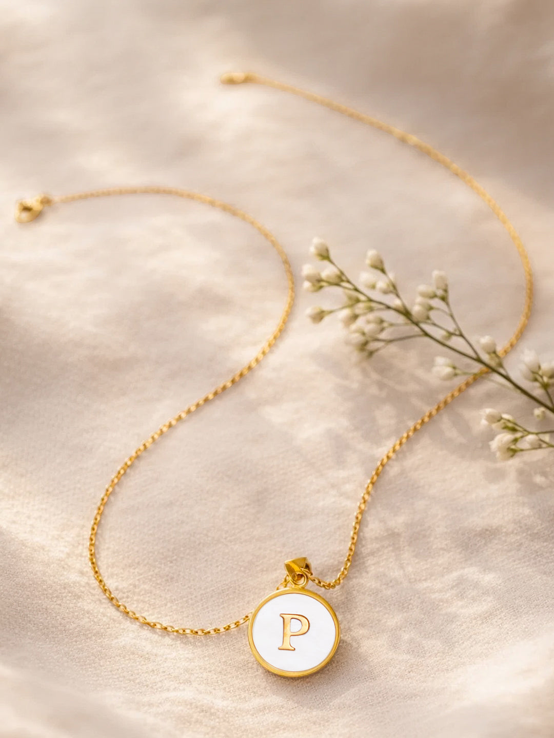 Demi Fine 18K Gold Plated Stainless steel Minimal P Pendant Necklace Length - 23 cm