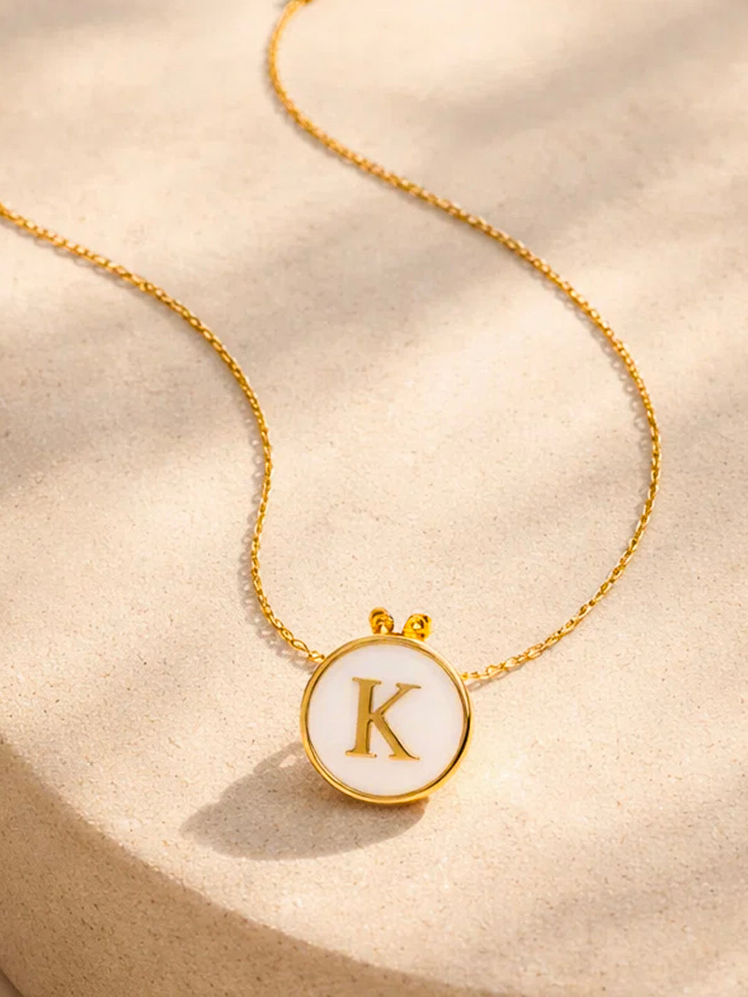 Demi Fine 18K Gold Plated Stainless steel Minimal K Pendant Necklace Length - 23 cm
