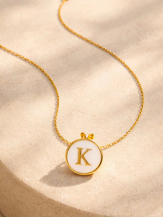Demi Fine 18K Gold Plated Stainless steel Minimal K Pendant Necklace Length - 23 cm