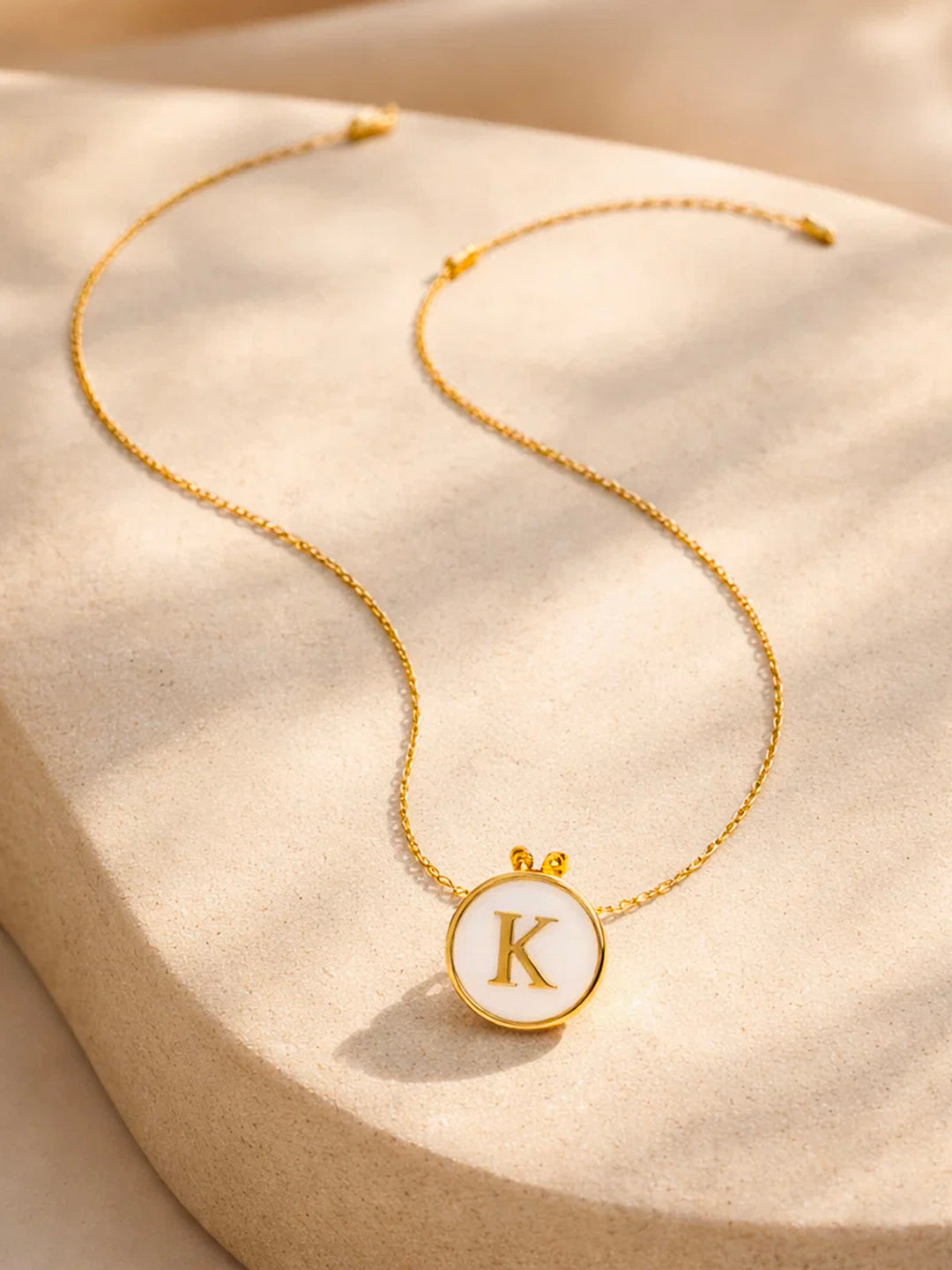 Demi Fine 18K Gold Plated Stainless steel Minimal K Pendant Necklace Length - 23 cm