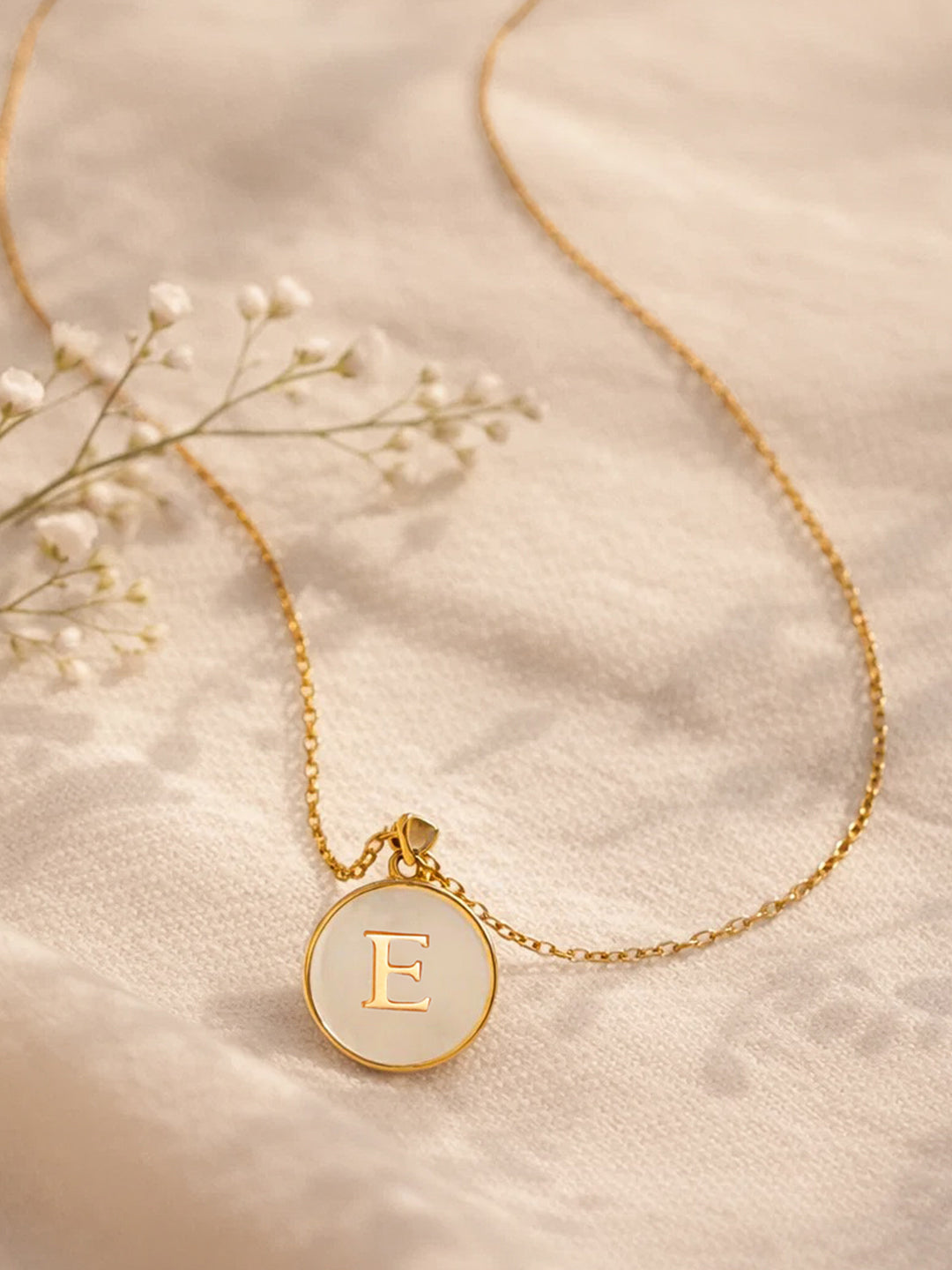 Demi Fine 18K Gold Plated Stainless steel Minimal E Pendant Necklace Length - 23 cm