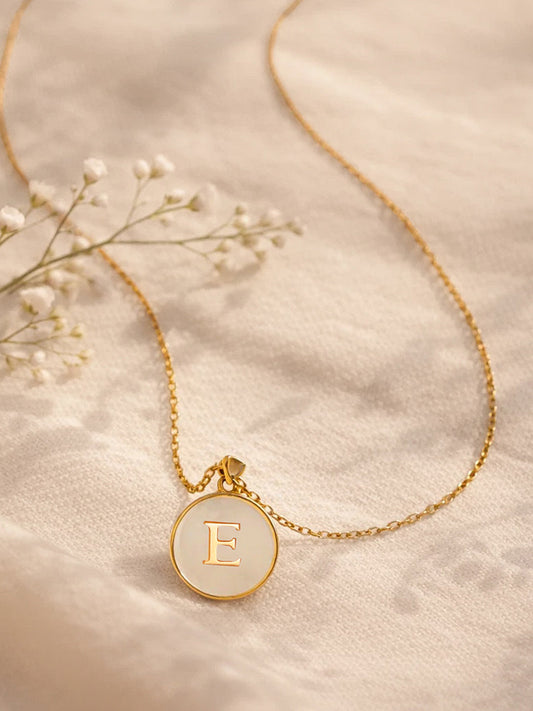 Demi Fine 18K Gold Plated Stainless steel Minimal E Pendant Necklace Length - 23 cm