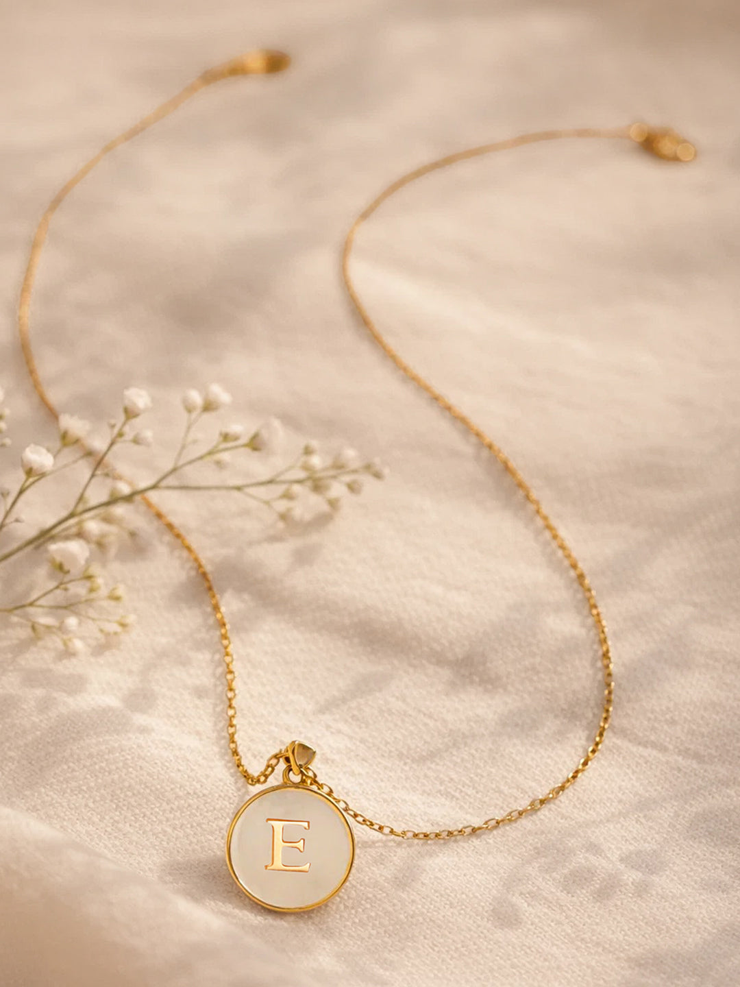 Demi Fine 18K Gold Plated Stainless steel Minimal E Pendant Necklace Length - 23 cm