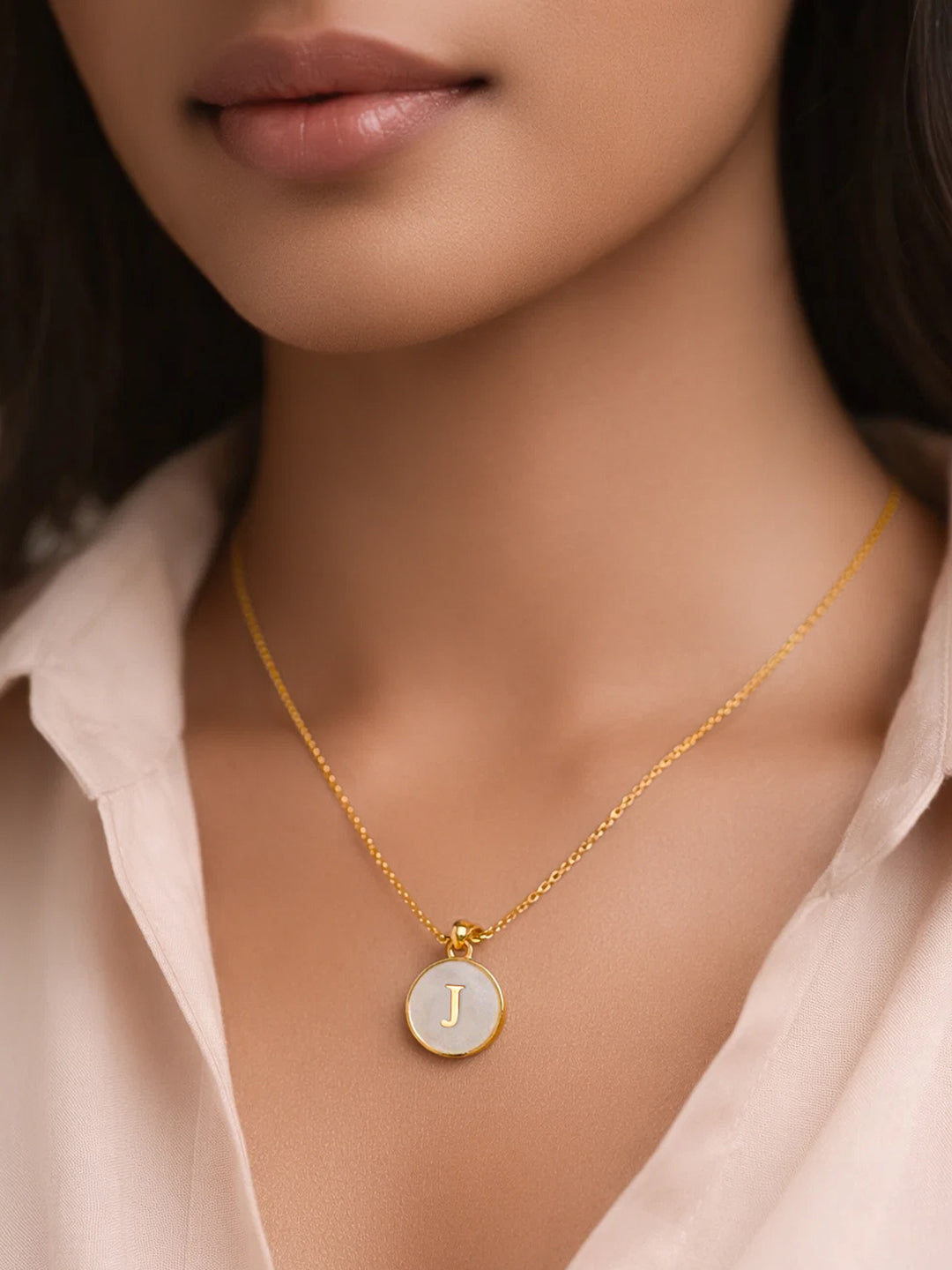Demi Fine 18K Gold Plated Stainless steel Minimal J Pendant Necklace Length - 23 cm