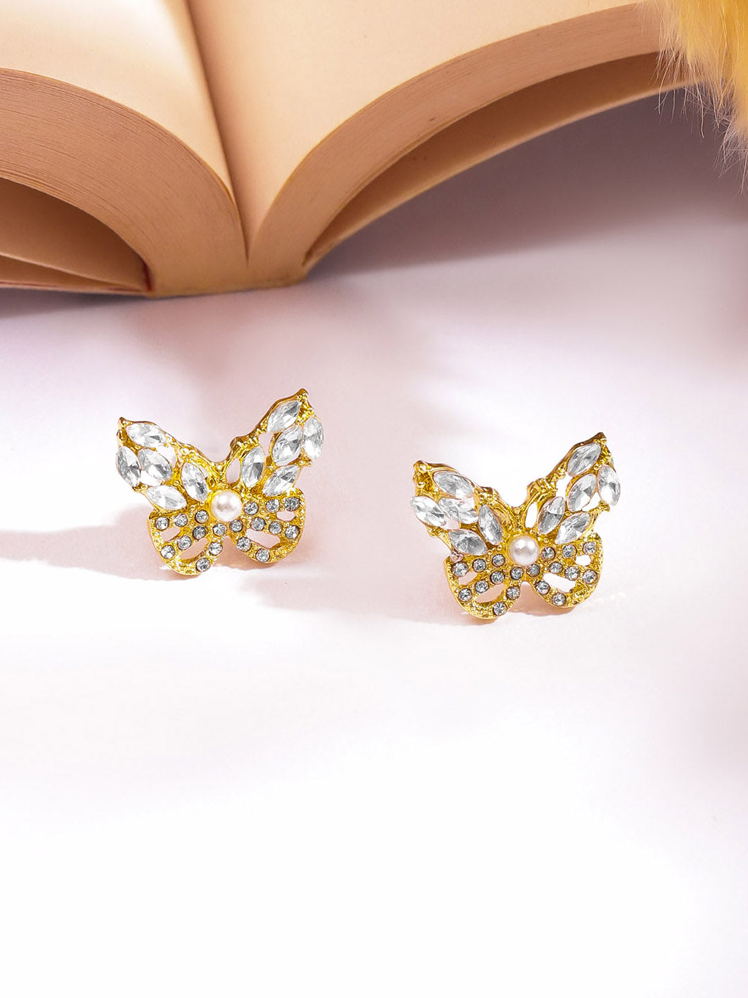 Gold Toned Butterfly Pendant Set フリーサイズ