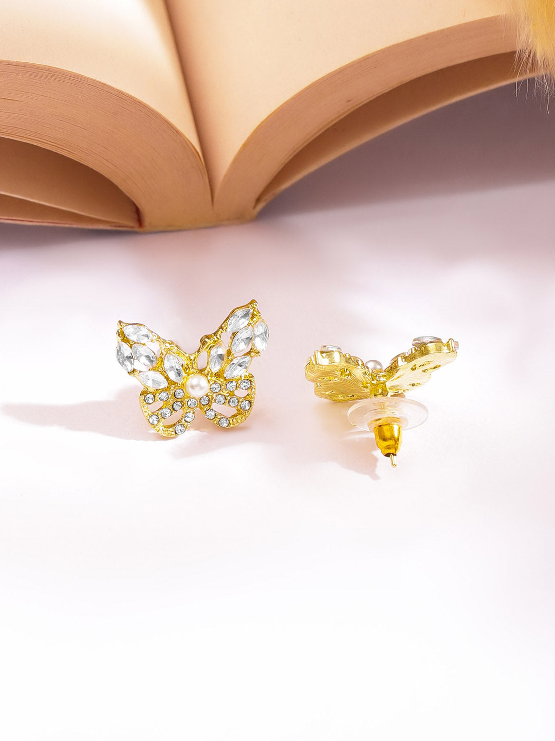 Gold Toned Butterfly Pendant Set フリーサイズ