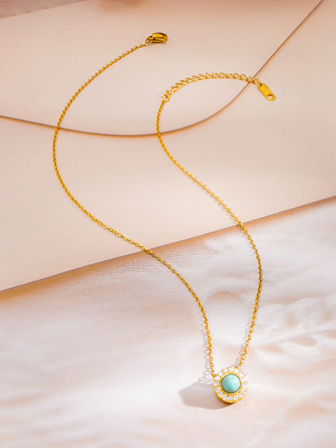 Demi Fine 18K Gold Plated Stainless steel Chain Turquoise Blue Pendant Necklace Length - 22.5 cm