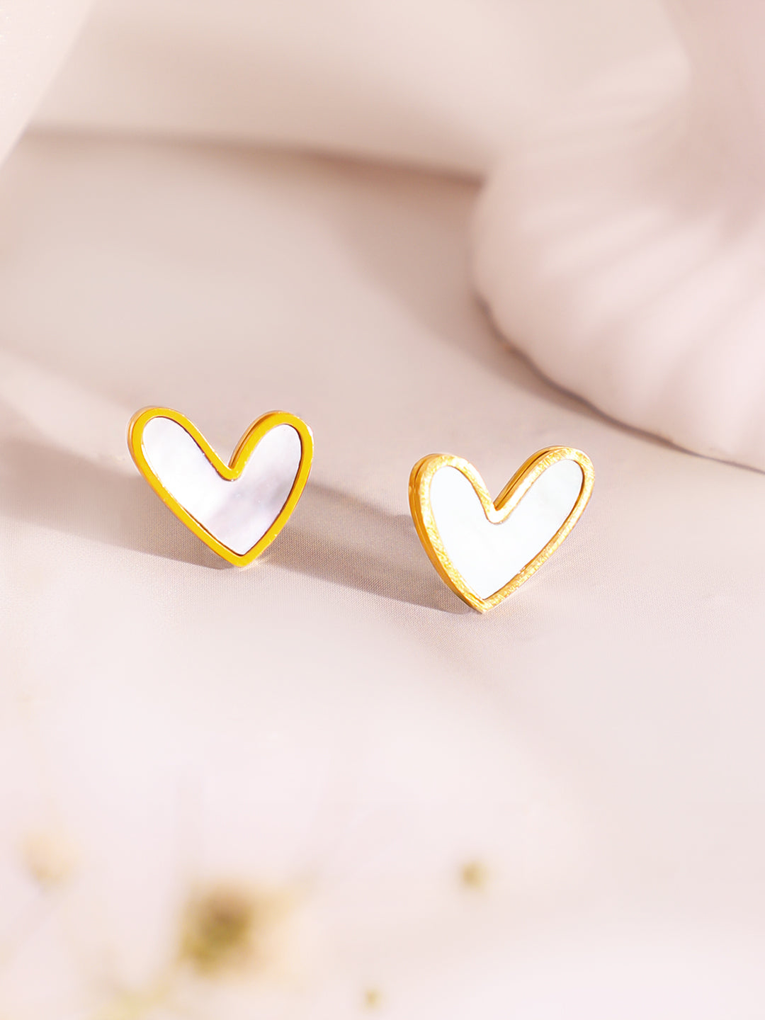 Demi Fine 18k Gold Plated Stainless Steel White Heart Pendant Set Necklace Length - 45.5 cm