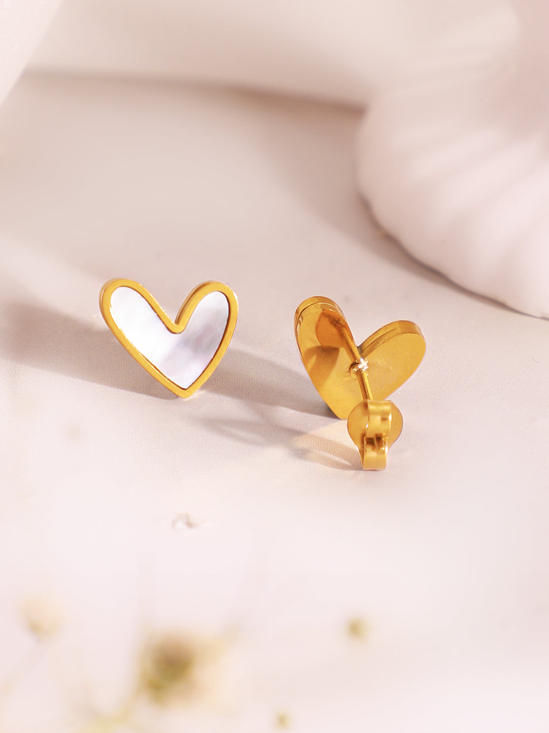 Demi Fine 18k Gold Plated Stainless Steel White Heart Pendant Set Necklace Length - 45.5 cm