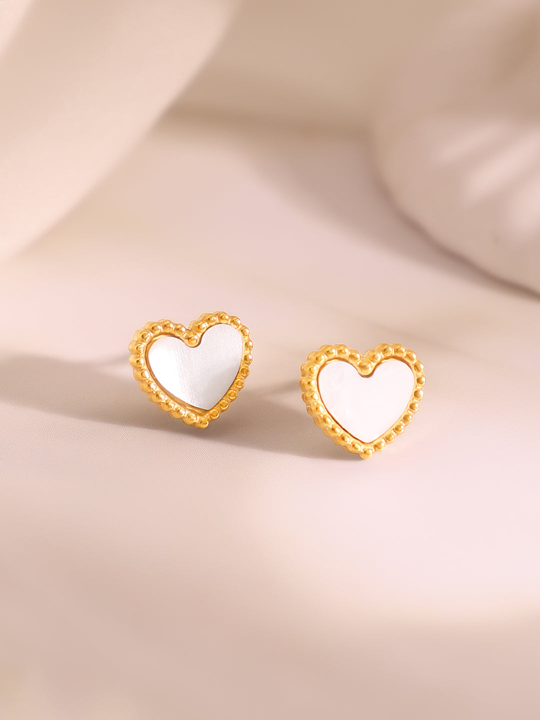 Demi Fine 18K Gold Plated Stainless Steel White Heart Pendant Set Necklace Length - 45.5 cm