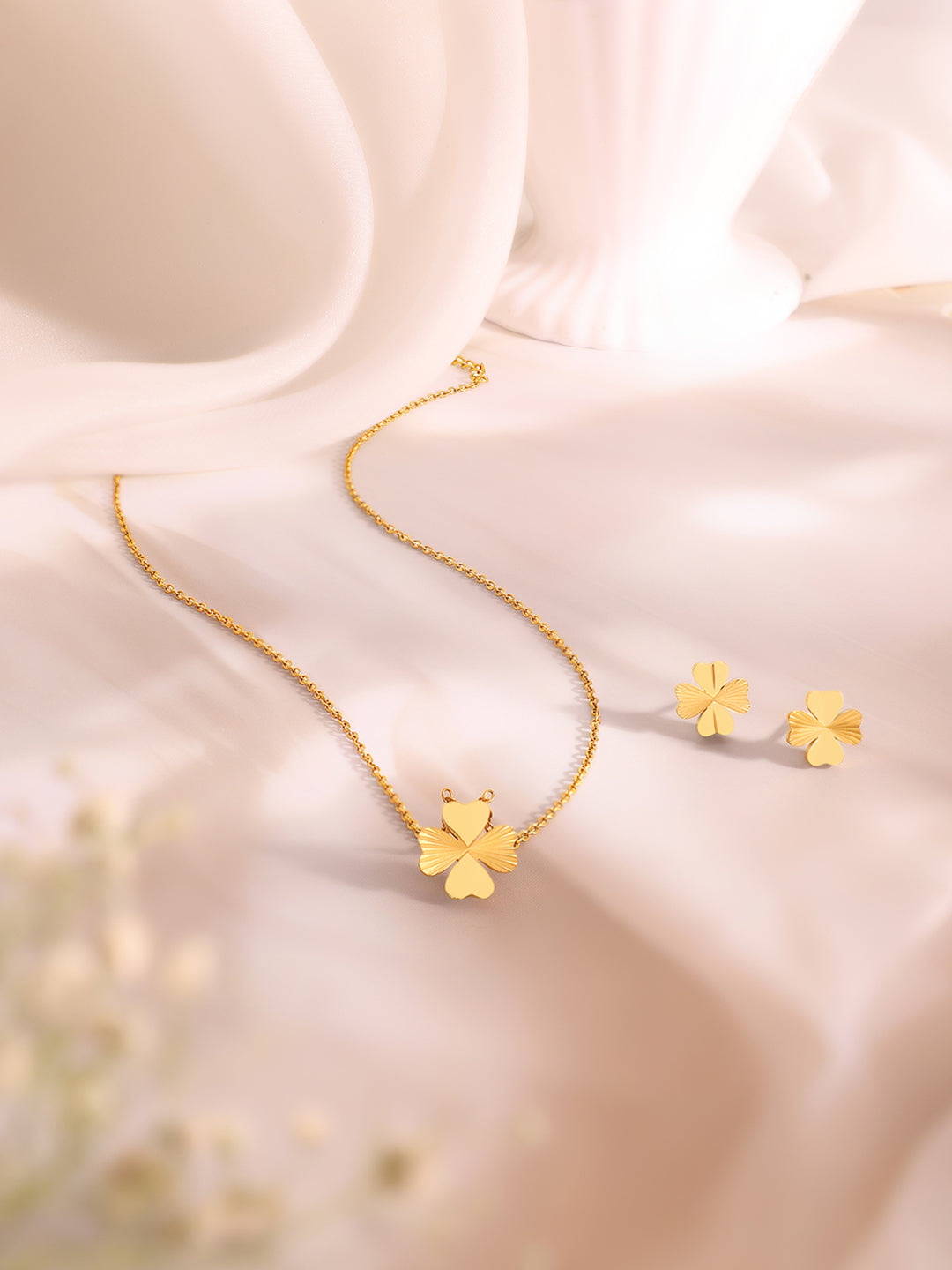 Demi Fine 18K Gold Plated Stainless Steel Floral Pendant Set Necklace Length - 46 cm