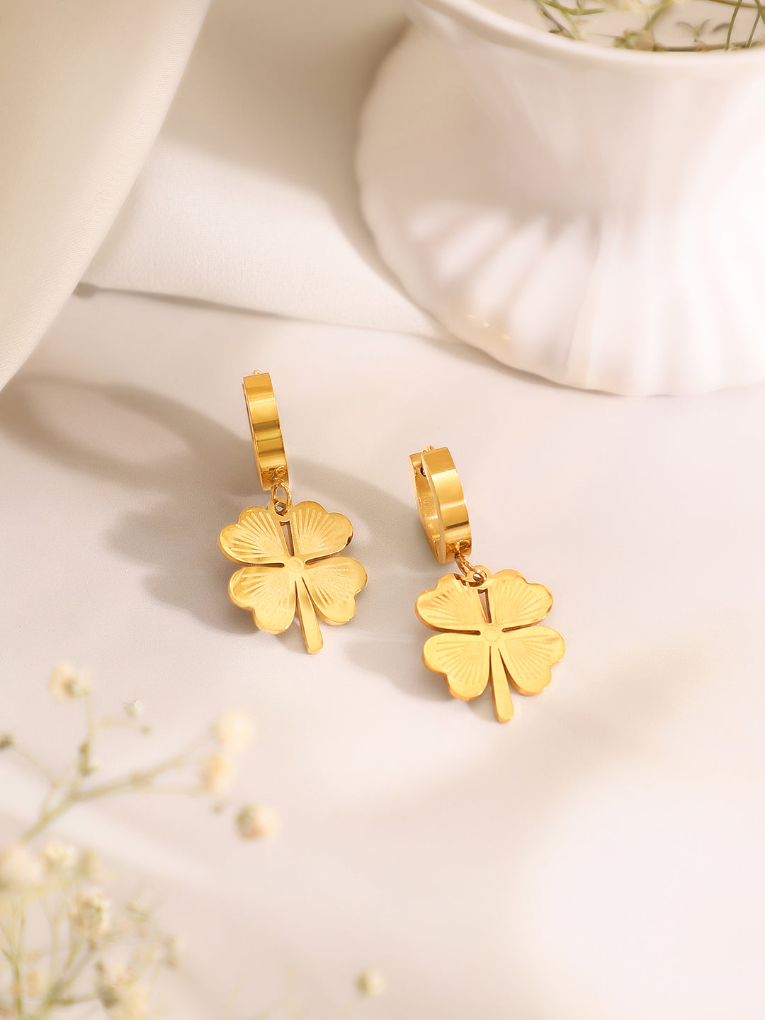 Demi Fine 18K Gold Plated Stainless Steel Floral Drop Pendant Set Necklace Length - 45.5 cm