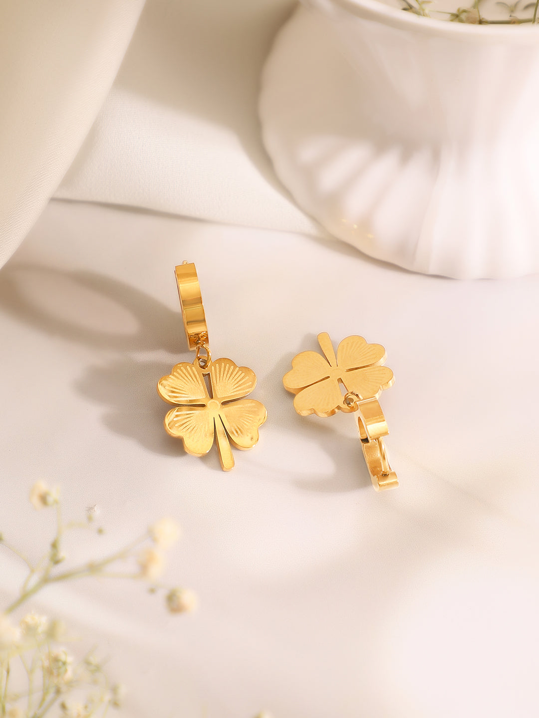 Demi Fine 18K Gold Plated Stainless Steel Floral Drop Pendant Set Necklace Length - 45.5 cm