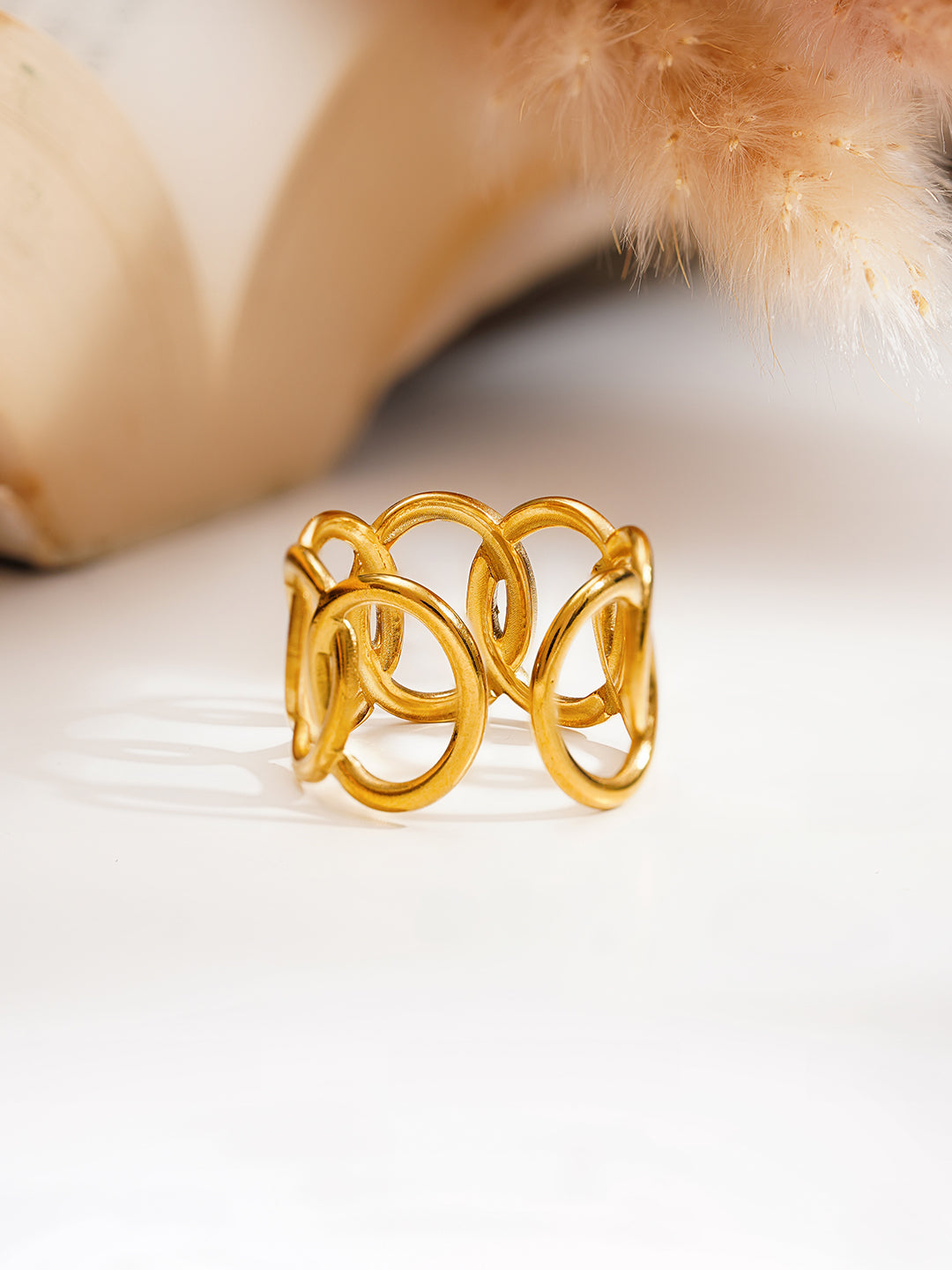 Demi Fine 18K Gold Plated Stainless steel Linked Loop Statement Ring Length - Regular