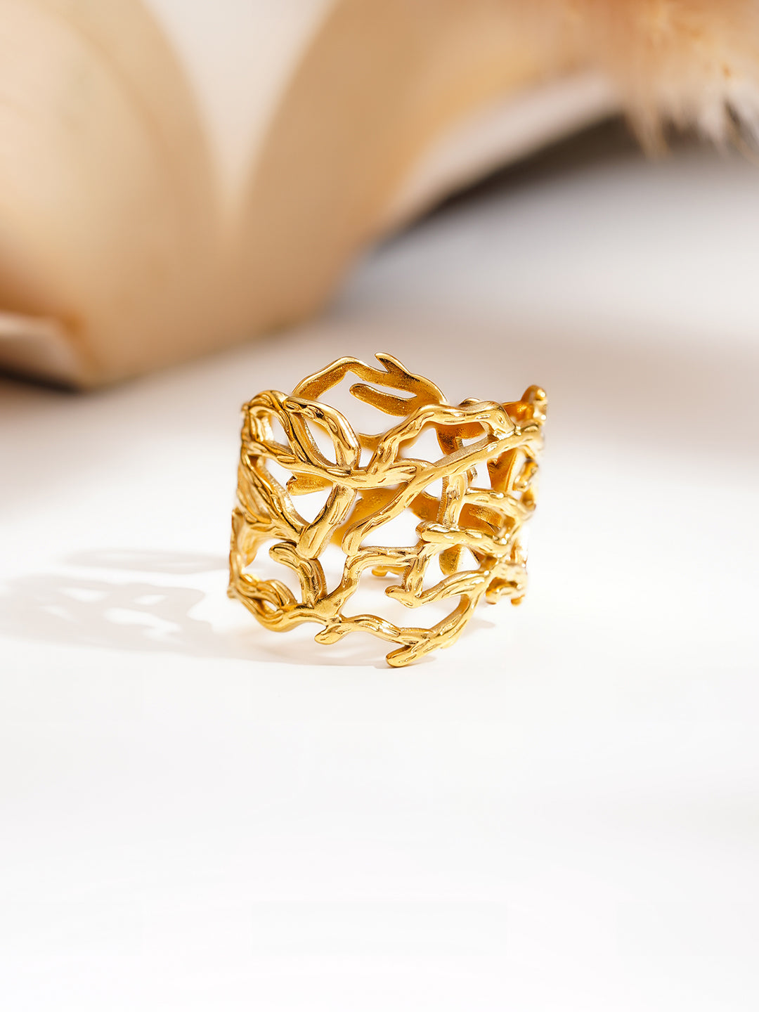 Demi Fine 18K Gold Plated Stainless steel Wild Vine Statement Ring Length - Regular
