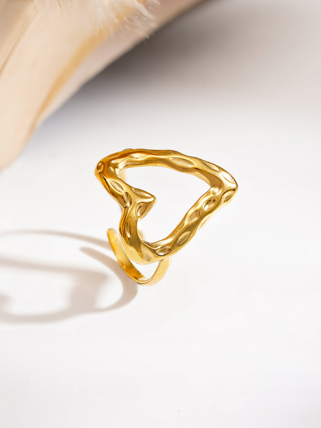 Demi Fine 18K Gold Plated Stainless steel Minimal Heart Outline Ring Length - Adjustable