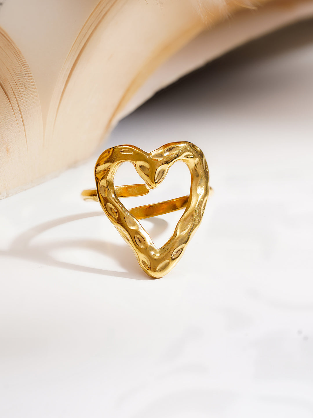 Demi Fine 18K Gold Plated Stainless steel Minimal Heart Outline Ring Length - Adjustable
