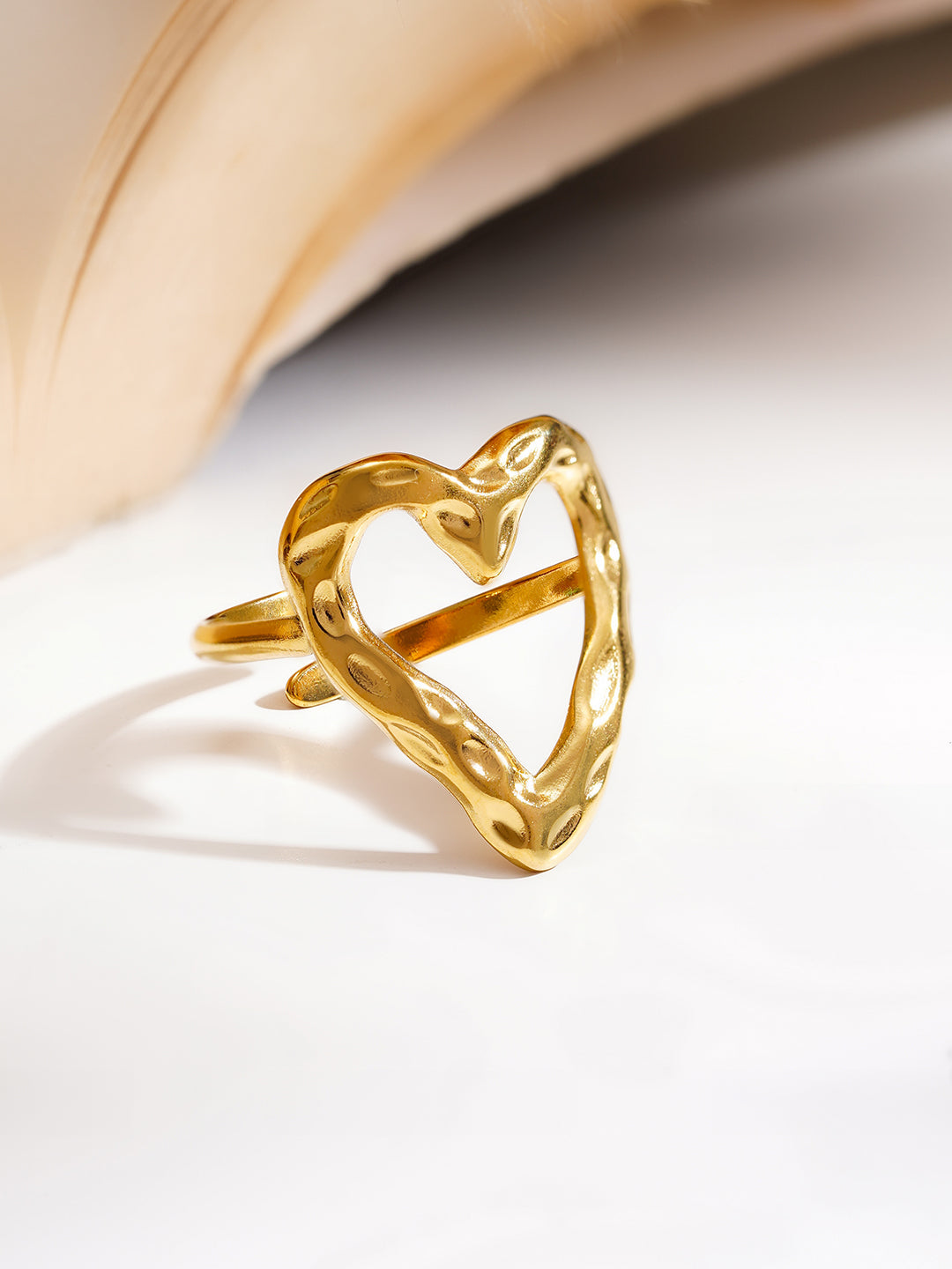 Demi Fine 18K Gold Plated Stainless steel Minimal Heart Outline Ring Length - Adjustable