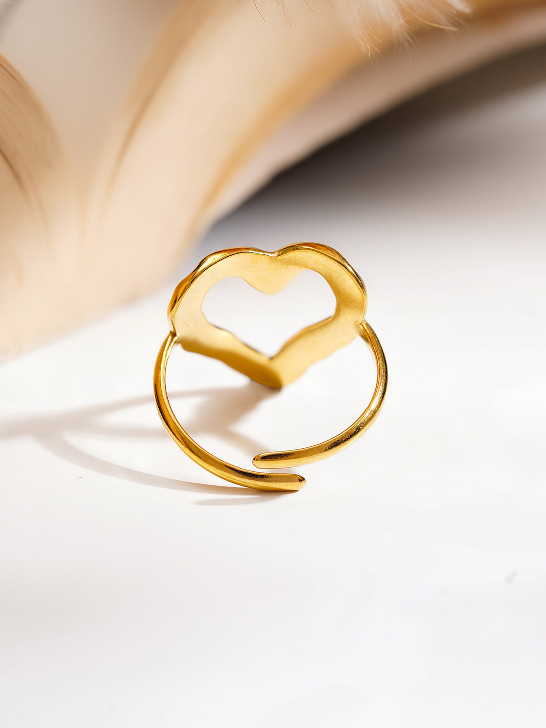 Demi Fine 18K Gold Plated Stainless steel Minimal Heart Outline Ring Length - Adjustable