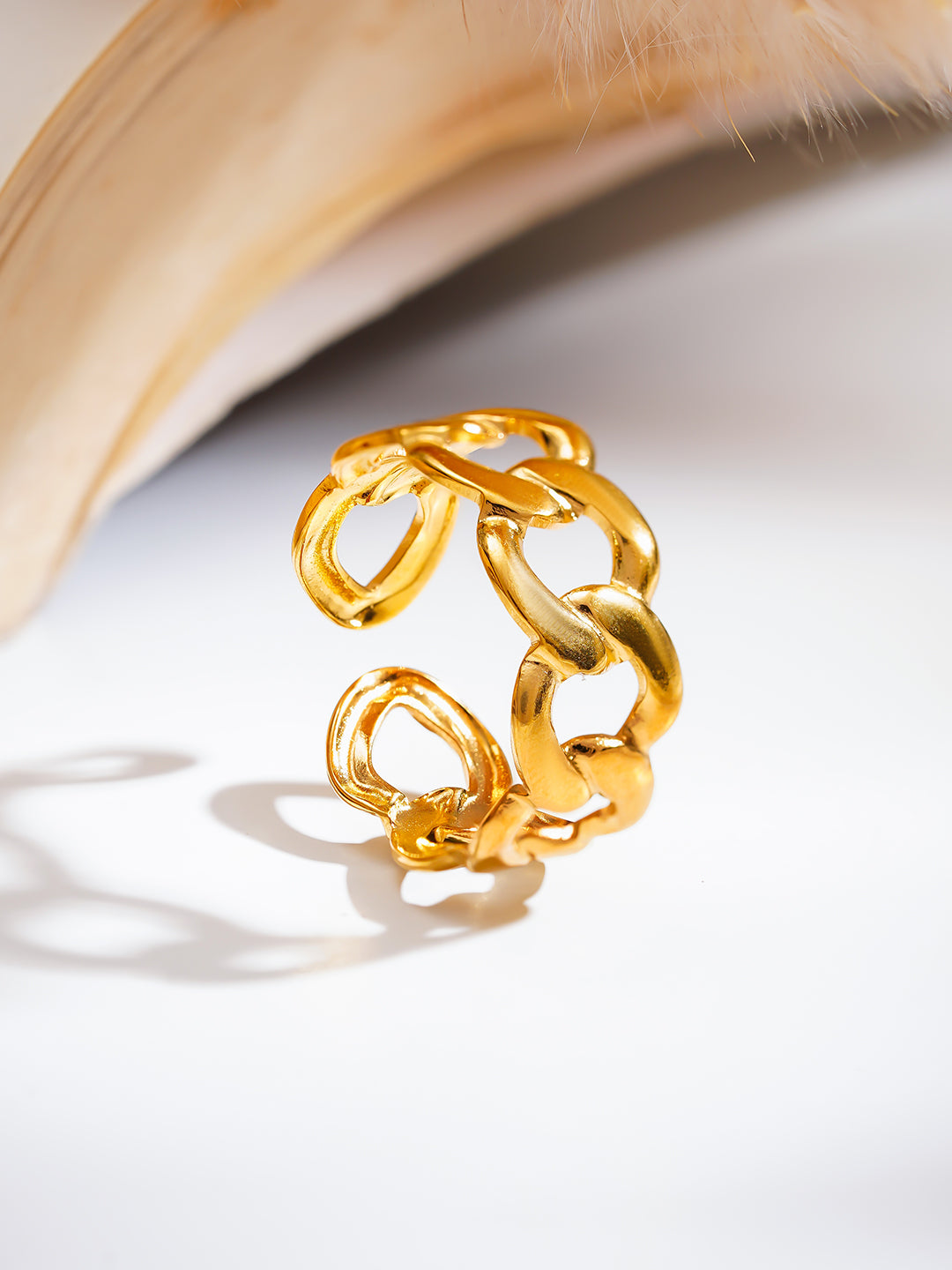 Demi Fine 18K Gold Plated Stainless steel Chunky Link Statement Ring Length - Adjustable