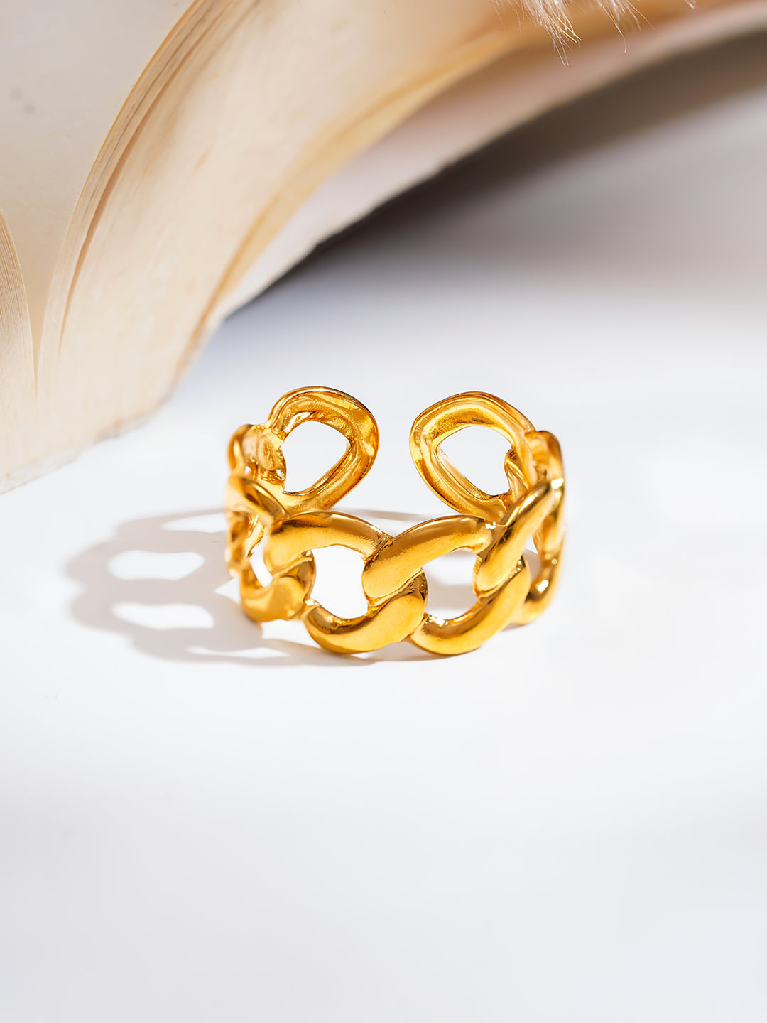 Demi Fine 18K Gold Plated Stainless steel Chunky Link Statement Ring Length - Adjustable