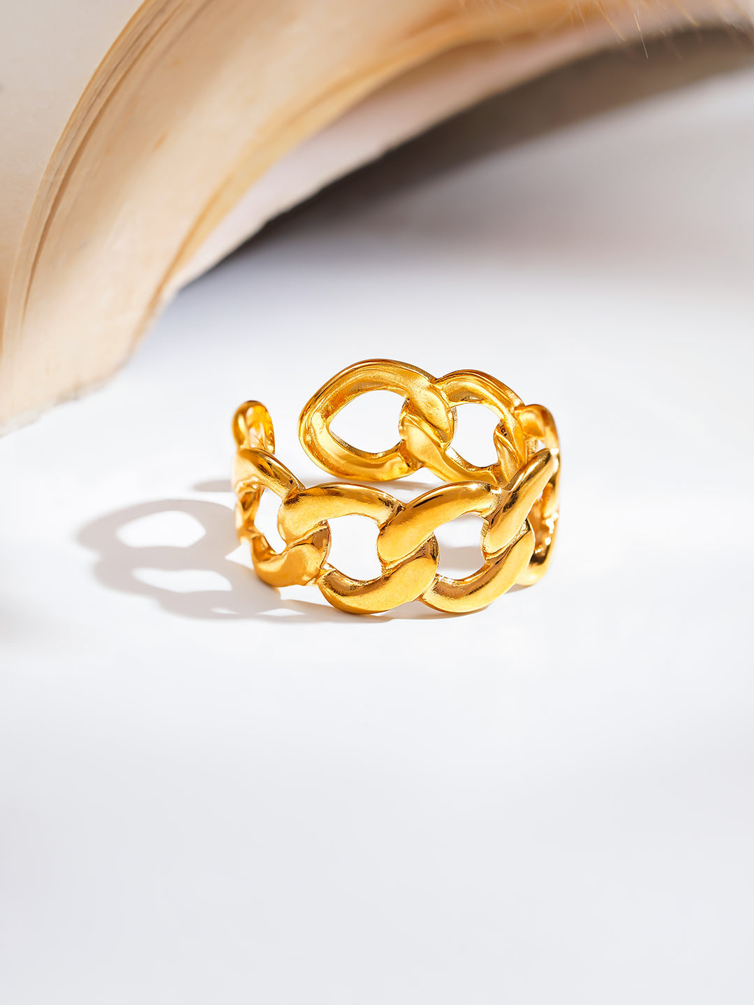 Demi Fine 18K Gold Plated Stainless steel Chunky Link Statement Ring Length - Adjustable