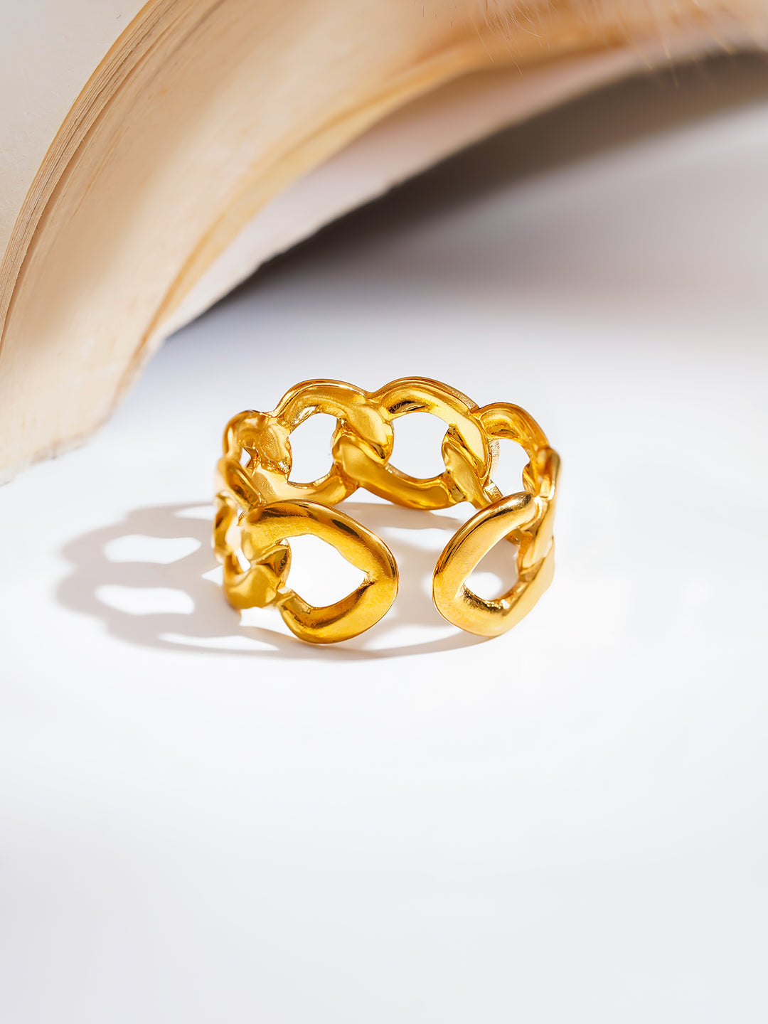 Demi Fine 18K Gold Plated Stainless steel Chunky Link Statement Ring Length - Adjustable