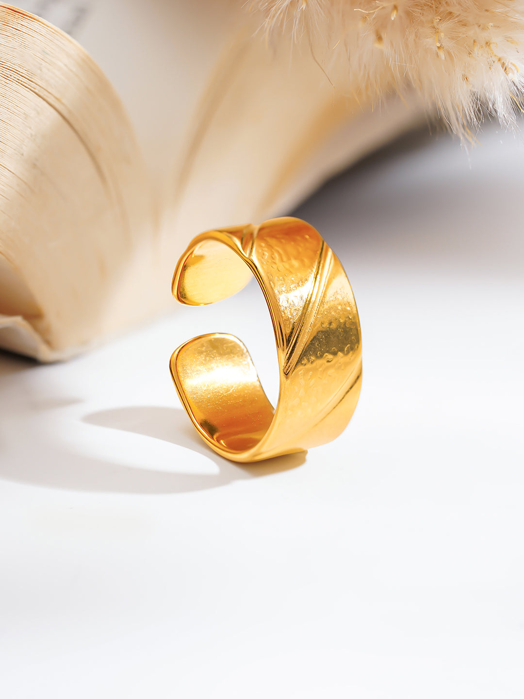 Demi Fine 18K Gold Plated Stainless steel Twisted Path Statement Ring Length - Adjustable