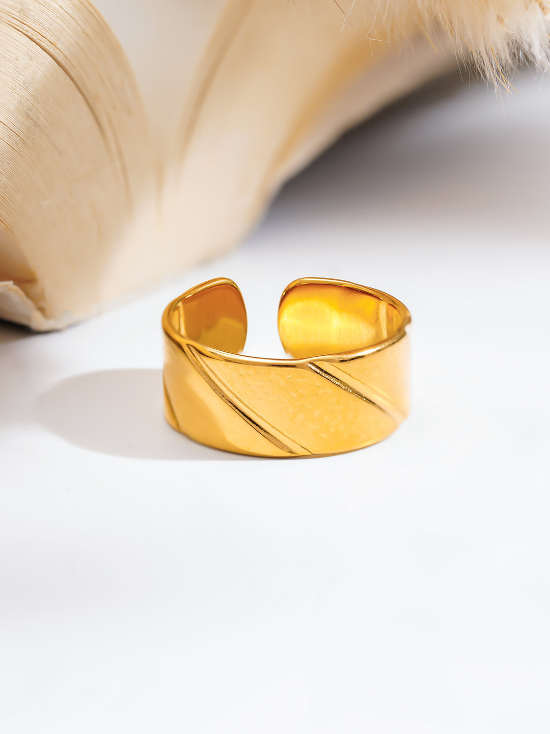 Demi Fine 18K Gold Plated Stainless steel Twisted Path Statement Ring Length - Adjustable
