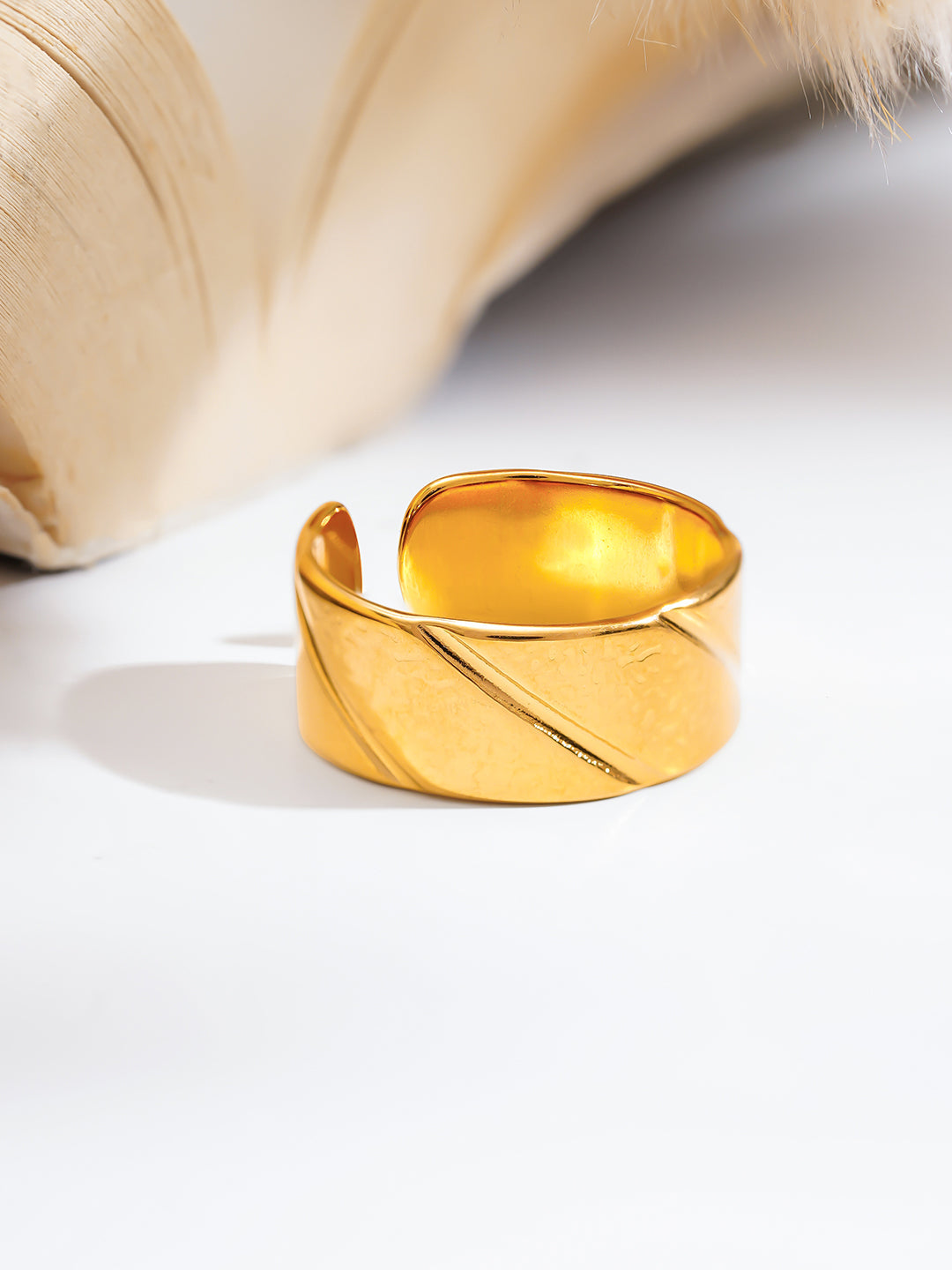 Demi Fine 18K Gold Plated Stainless steel Twisted Path Statement Ring Length - Adjustable