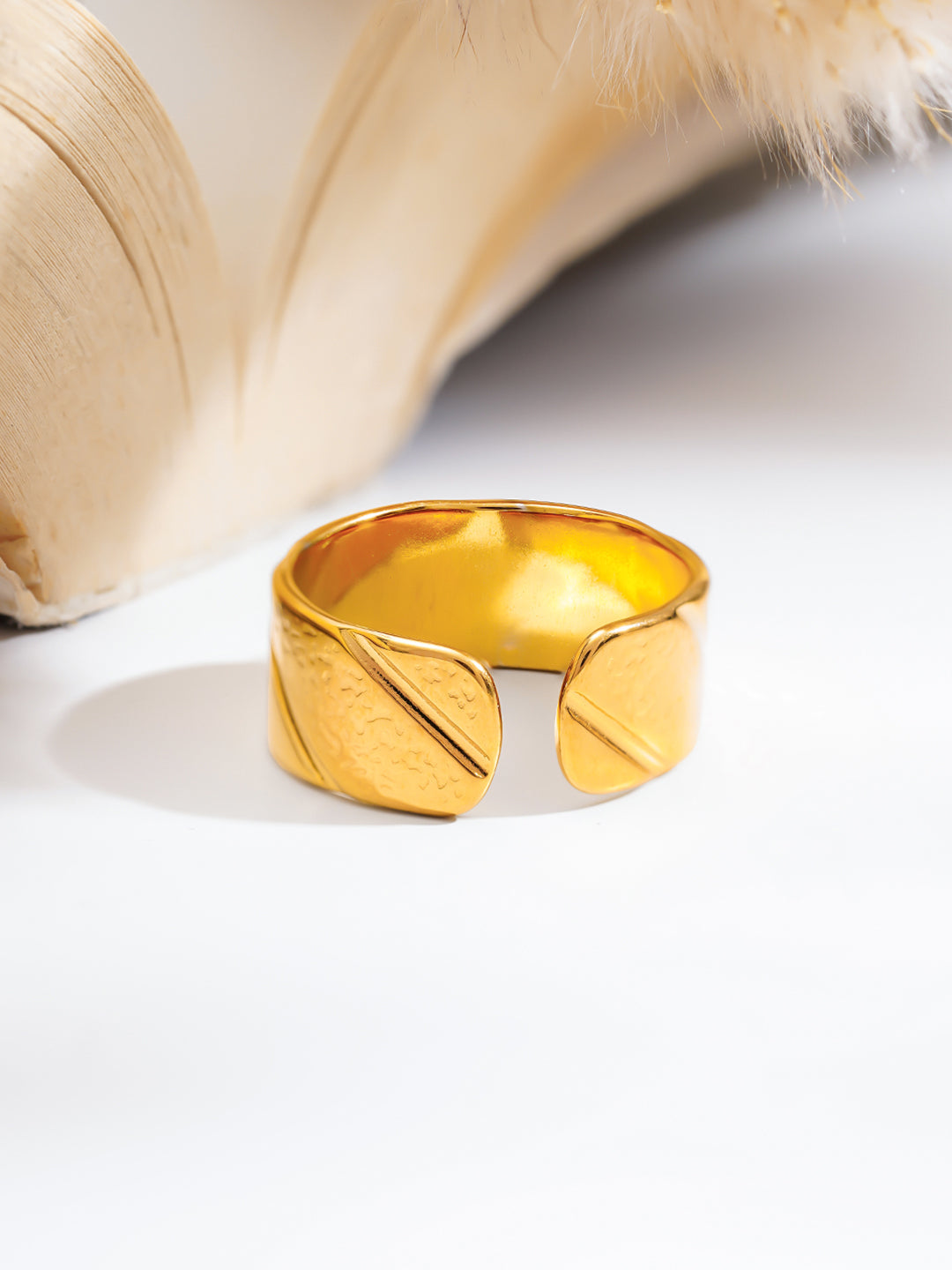 Demi Fine 18K Gold Plated Stainless steel Twisted Path Statement Ring Length - Adjustable