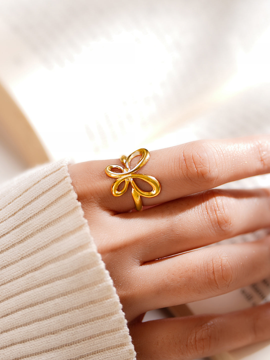 Demi Fine 18K Gold Plated Stainless steel Wings Of Wonder Ring Length - Adjustable