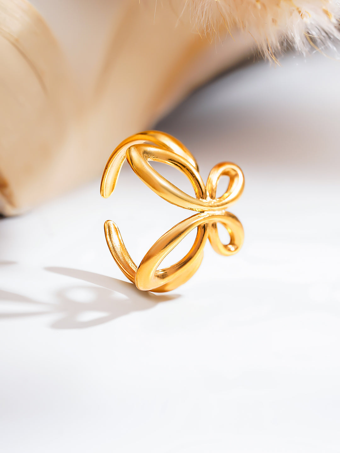 Demi Fine 18K Gold Plated Stainless steel Wings Of Wonder Ring Length - Adjustable