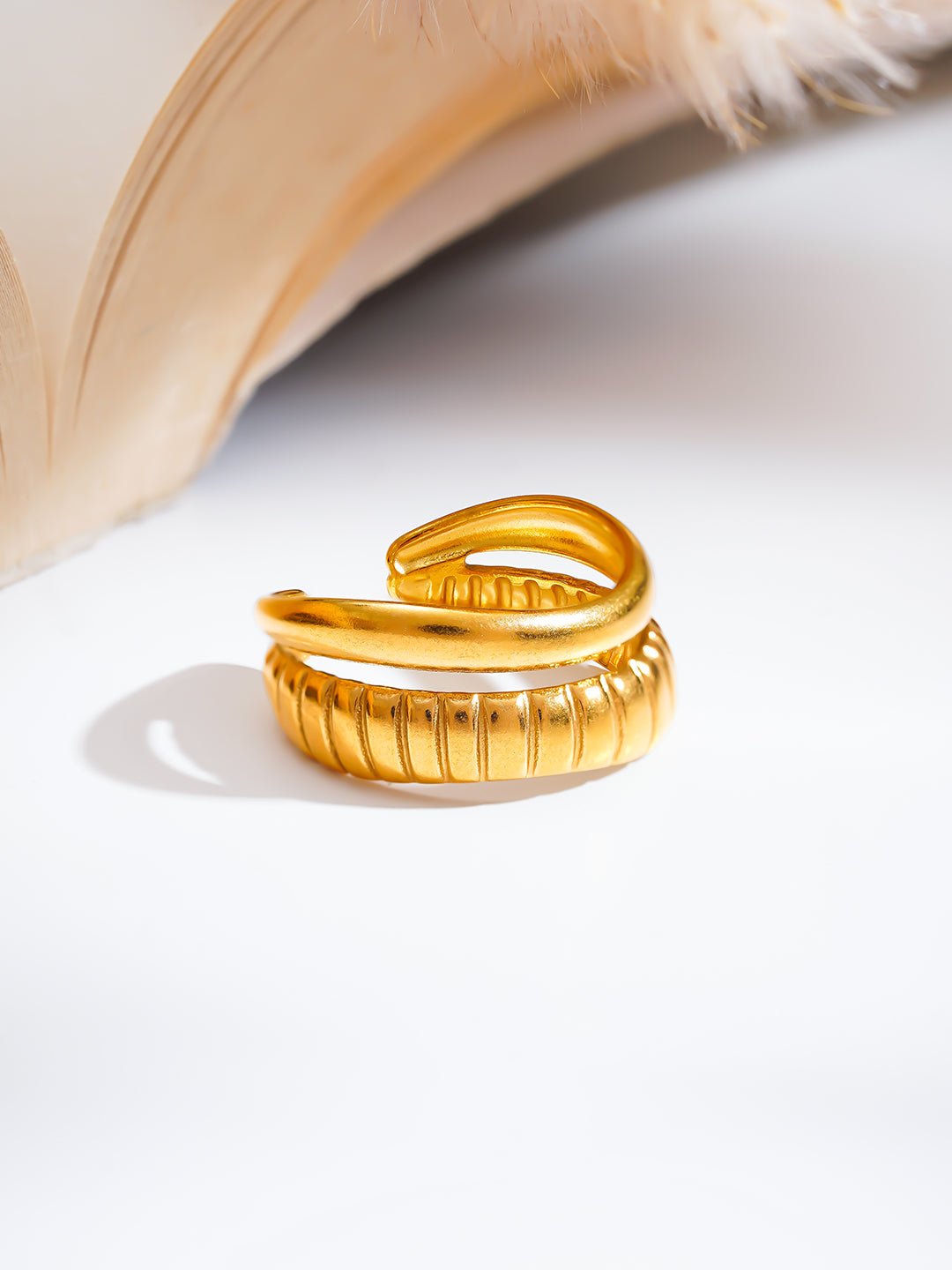 Demi Fine 18K Gold Plated Stainless steel Twinned Flow Statement Ring Length - Adjustable