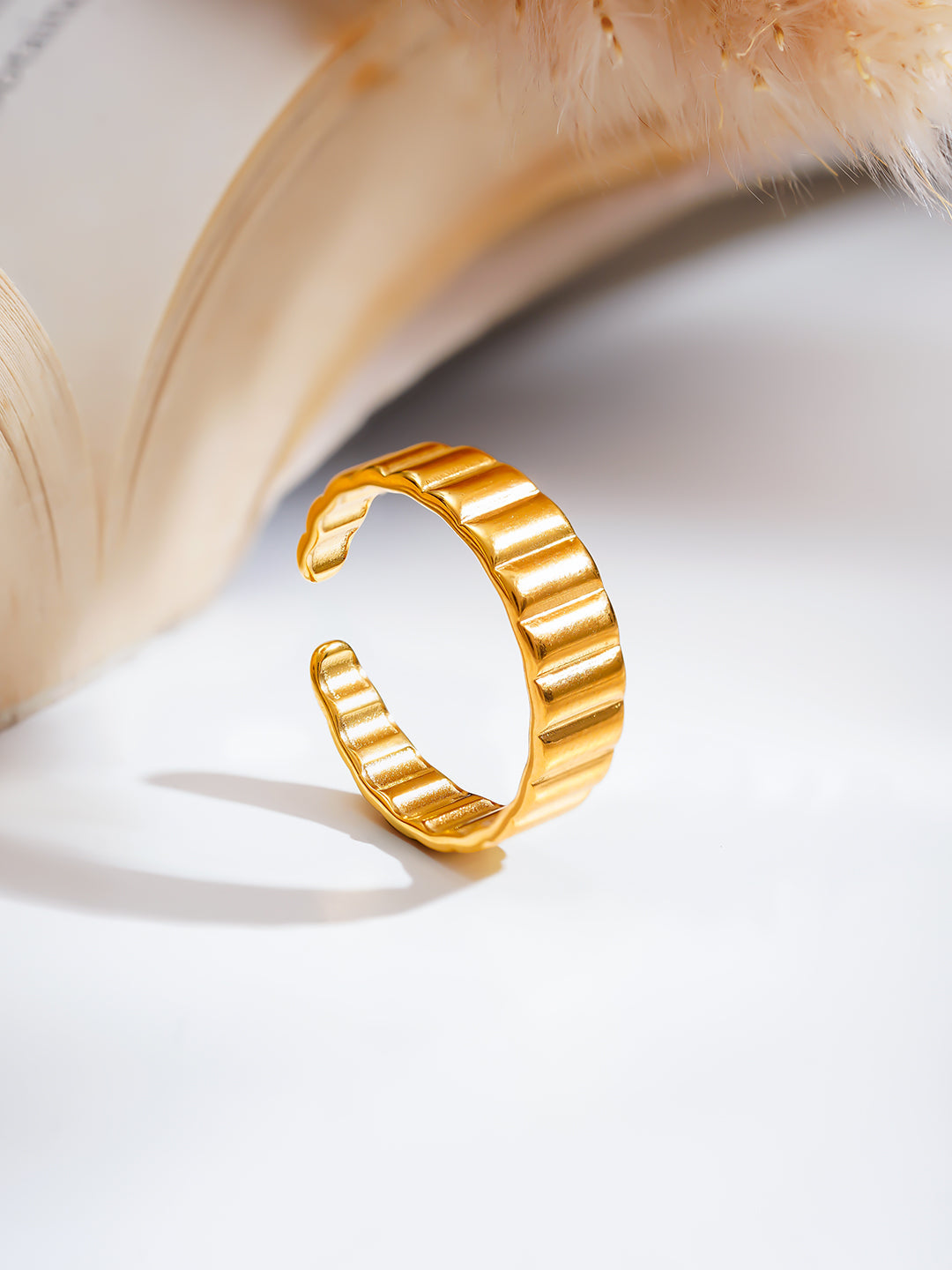 Demi Fine 18K Gold Plated Stainless steel Rhythm Line Band Ring Length - Regular