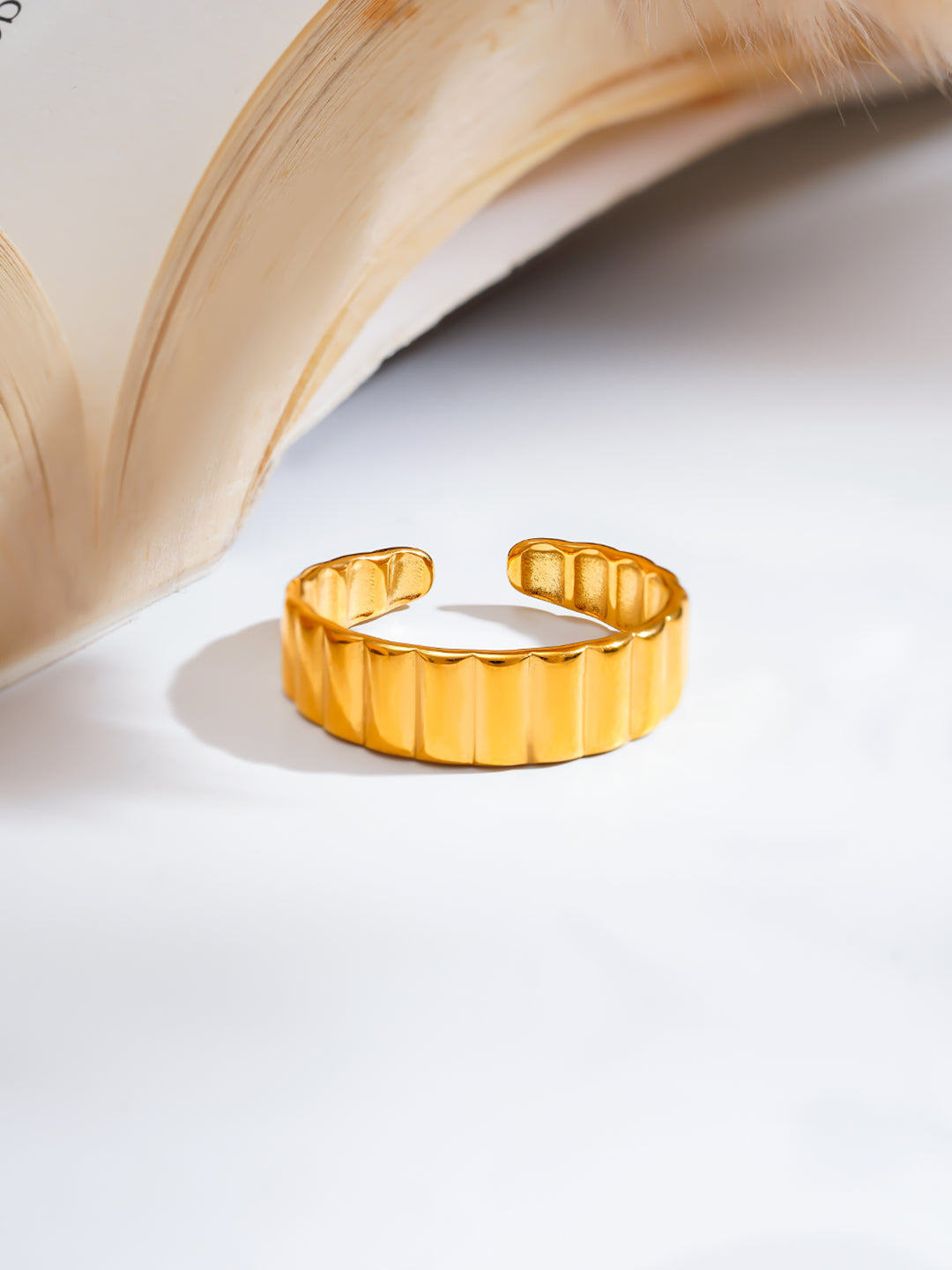Demi Fine 18K Gold Plated Stainless steel Rhythm Line Band Ring Length - Regular