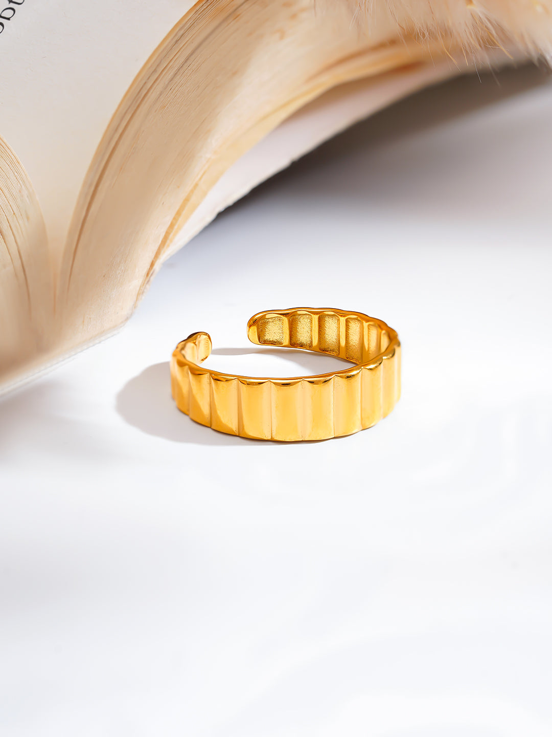 Demi Fine 18K Gold Plated Stainless steel Rhythm Line Band Ring Length - Regular