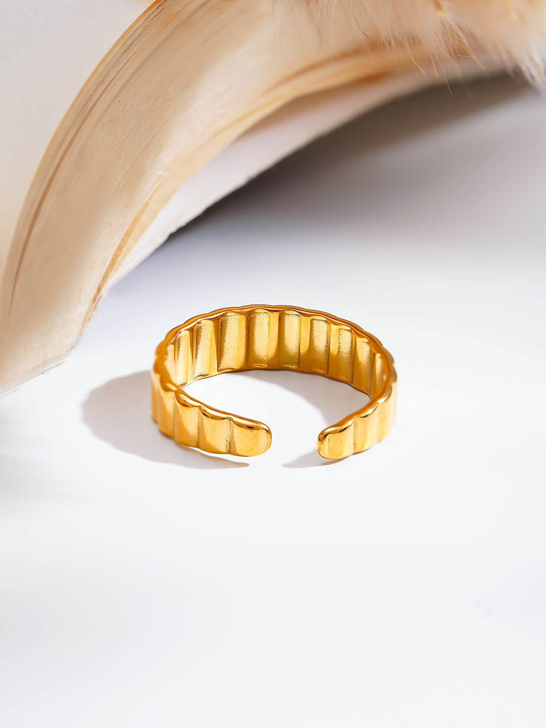 Demi Fine 18K Gold Plated Stainless steel Rhythm Line Band Ring Length - Regular