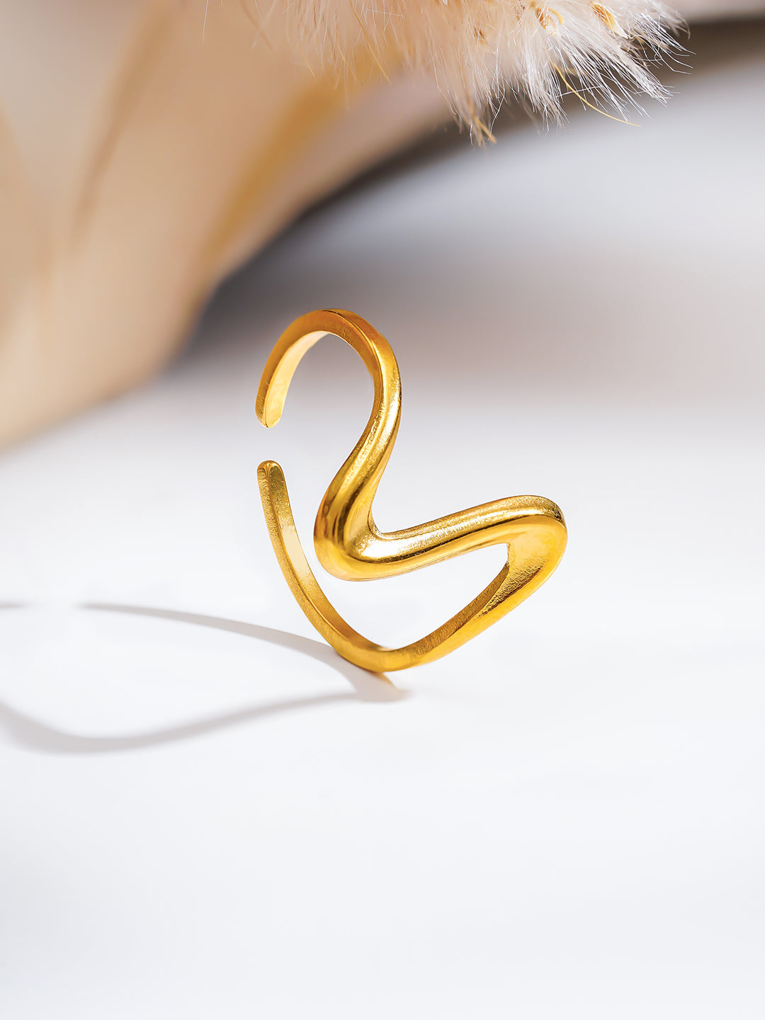 Demi Fine 18K Gold Plated Stainless steel Freeform Wave Open Ring Length - Adjustable
